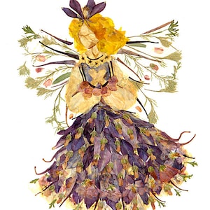 Pressed Flower Fairy Art 8x10 Giclee Print *Woodland Faery*