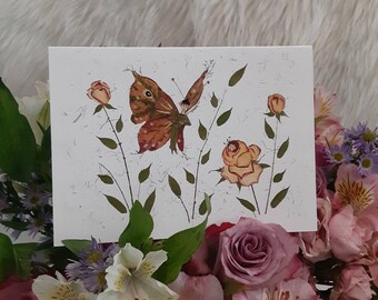 Butterfly Fairy Flower 5x7 GREETING CARD Faery Garden Make Believe *Butterfly Kisses* Fairy Card Suitable for Framing Magic Gift Faery Wing