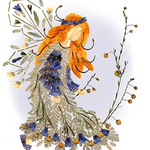 Flower Fairy Art 8x10 Giclee PRINT Faery Picture Real Pressed Flower Fairies Wings Original *Fairy of Compassion* Garden Wall Hanging Decor