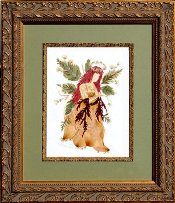 Original Fairy Flower Art Framed *Fairy of Peace* REAL Pressed Flower Design Enchanted Garden Wall Hanging Picture Faery Wing Magic Fairies