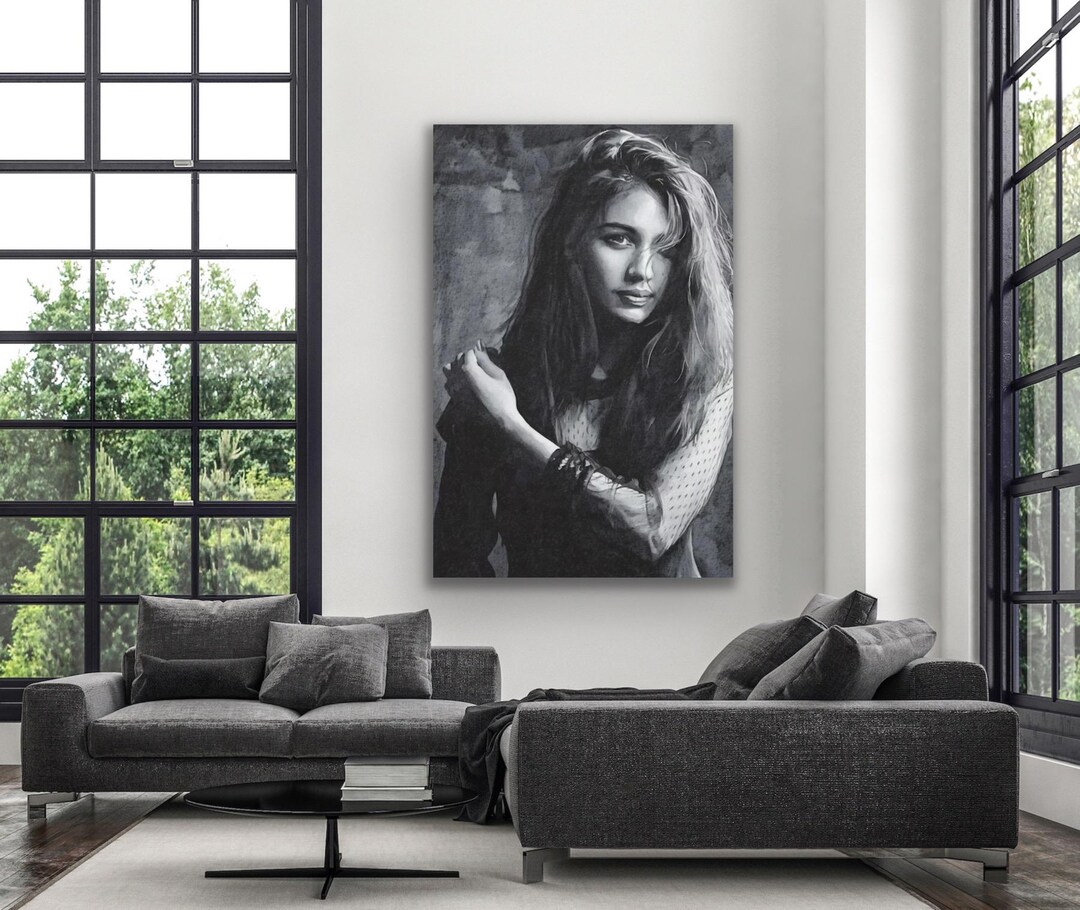 Black and White Woman Portrait Canvas Print, Moody Feminine Fine Art ...