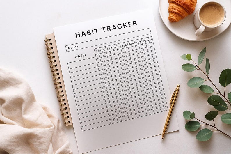 Habit Tracker Printable | Minimalist Template | Digital Download PDF ...