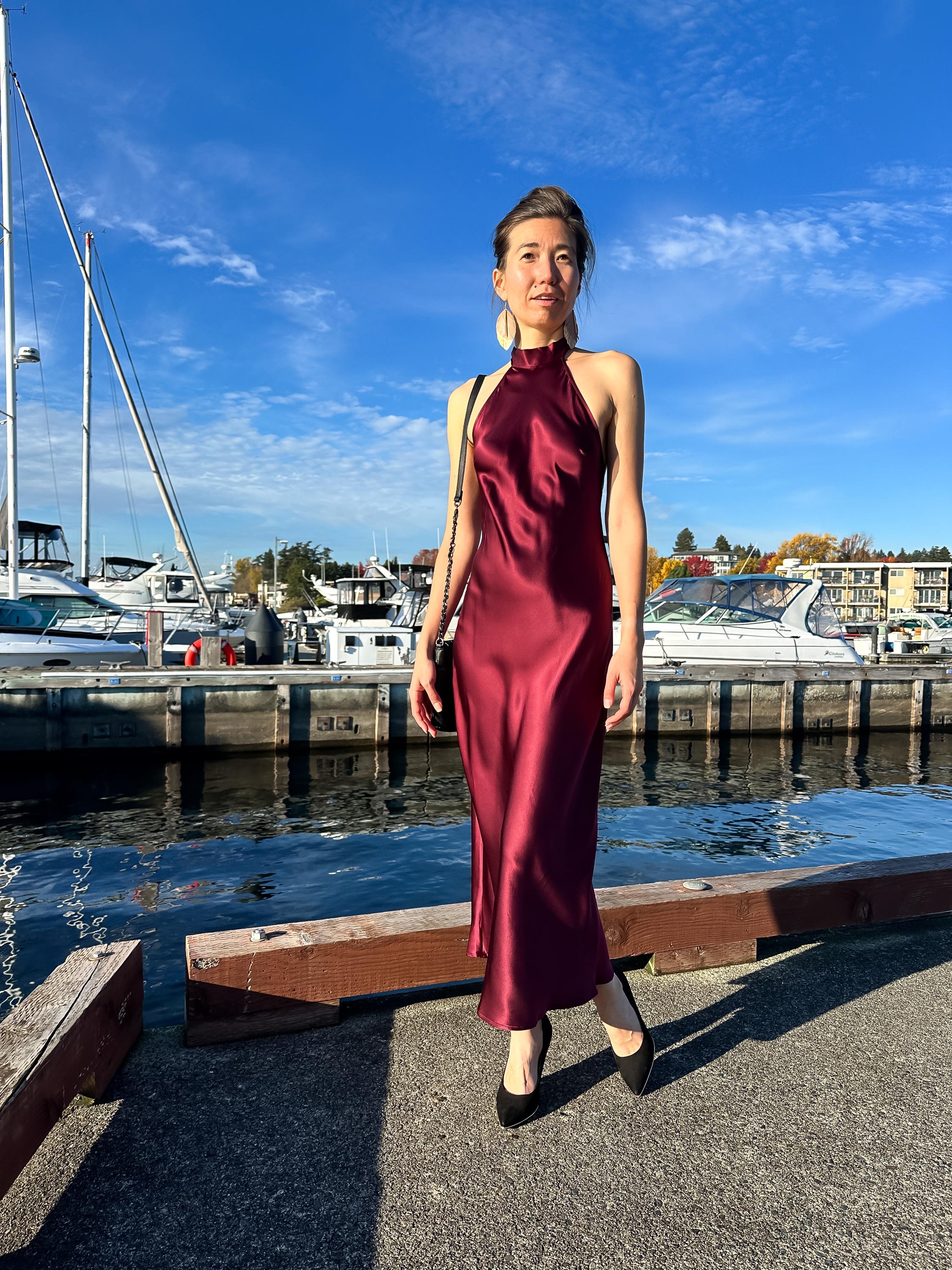 Burgundy Halter Dress - Etsy