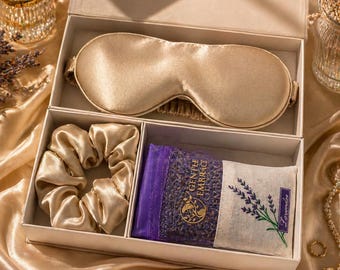 Mulberry 100% Natural Silk Gift Set, Eye Mask & Scrunchie, Bridesmaid, Wedding, Self Care