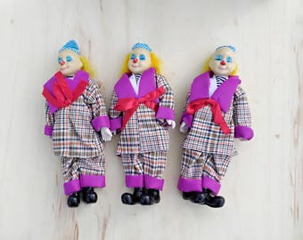 ヴィンテージ ピエロ人形 青い髪、青いスパンコール - Etsy 日本