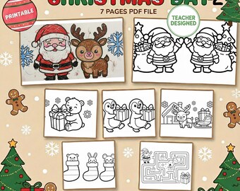 Paquete de actividades navideñas 2: Libro para colorear y laberinto lógico diseñado por el profesor (PDF)