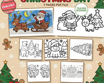 Paquete de actividades navideñas: Libro para colorear navideño diseñado por maestros (PDF)