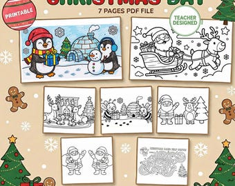 Libro para colorear navideño acogedor, diseñado por maestros, actividad de laberinto (PDF)