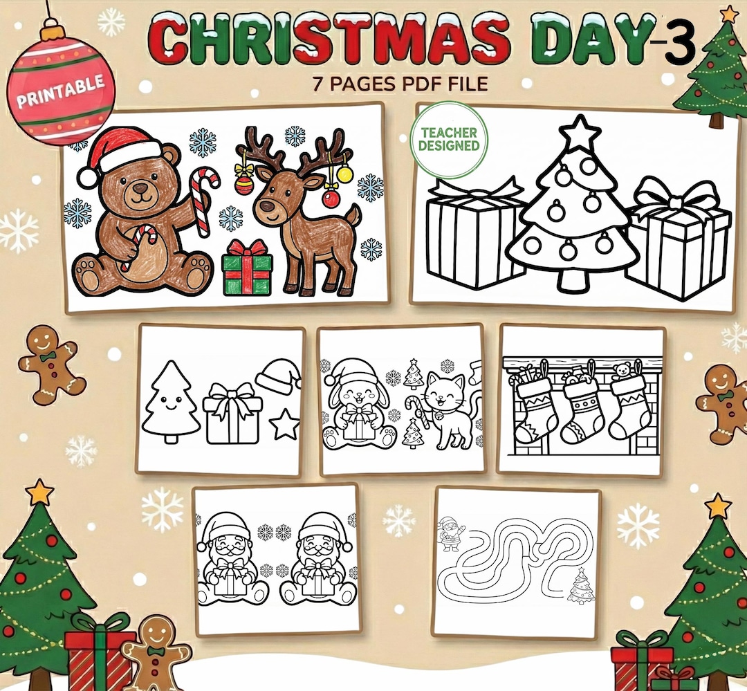Christmas Coloring Pages & Maze | Teacher Designed Activity Pack (PDF ...