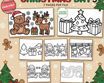 Páginas para colorear y laberinto navideños / Paquete de actividades diseñado por profesores (PDF)