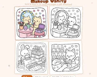 Makeup Eitelkeit: Süßes Makeup Eitelkeits Malbuch zum Entspannen von Miyo Pages