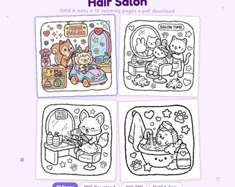 Hair Salon: Nettes Friseur-Salon Malbuch zum Entspannen von Miyo Pages