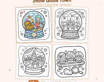 Schneekugel Stadt: Süßes Schneekugel Stadt Malbuch zum Entspannen von Miyopages