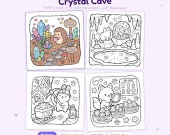 Kristallhöhle: Magisches Kristallhöhlen Malbuch zum Entspannen von Miyo Pages