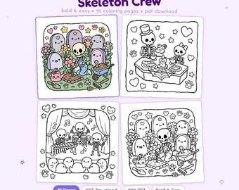 Skeleton Crew: Süßes Skelett-Crew zum Entspannen, Malbuch von Miyo Pages