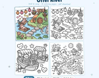 Otter River: Süßes Otter River Malbuch zum Entspannen von Miyo Pages