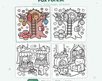 Fuchswald: Süßer Fuchswald zum Entspannen, Ausmalen von Miyo Pages