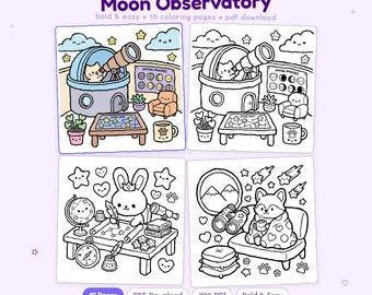 Mond Observatoire: Mond Malbuch zum Entspannen, Malbuch von Miyo Pages