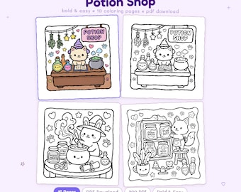 Potion Shop: Zaubertrank-Shop Malbuch zum Entspannen von Miyo Pages