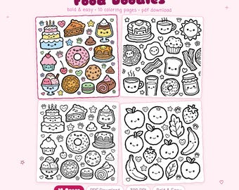 Food Doodles: Süßes Food Doodles Malbuch zum Entspannen von Miyo Pages