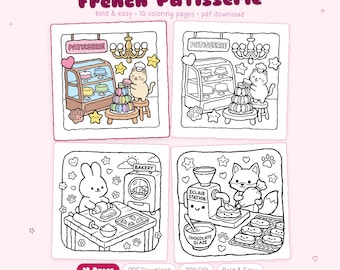 Französische Patisserie: Süßes französisches Patisserie Malbuch zum Entspannen von Miyo Pages