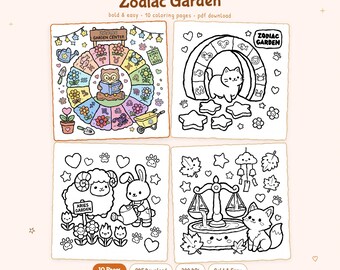 Sternzeichen Garten: Zauberhaftes Sternzeichen Garten Malbuch zum Entspannen von Miyo Pages