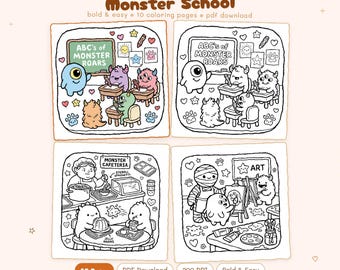 Monster Schule: Süßes Monster Schule Malbuch zum Entspannen von Miyo Pages