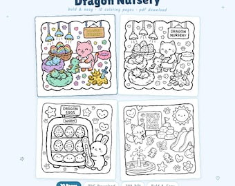 Drachen Kinderzimmer: Niedliches Drachen Kinderzimmer Malbuch zum Entspannen von Miyo Pages