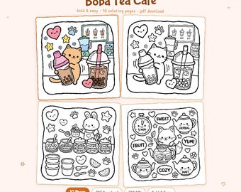 Boba Tea Cafe: Süßes Boba Tea Cafe Malbuch zum Entspannen von Miyo Pages