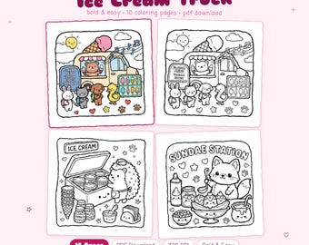 Eiswagen: Süßes Eiswagen Malbuch zum Entspannen von Miyo Pages