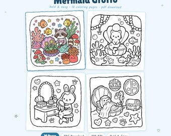 Meerjungfrauen-Grotten: Zauberhaftes Meerjungfrauen-Grotten-Malbuch zum Entspannen von Miyo Pages