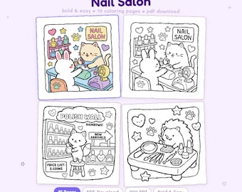 Nagelstudio: Süßes Nagelstudio Malbuch zum Entspannen von Miyo Pages