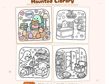 Verwunschene Bibliothek: Süßes Verwunschenes Bibliothek Malbuch zum Entspannen von Miyo Pages