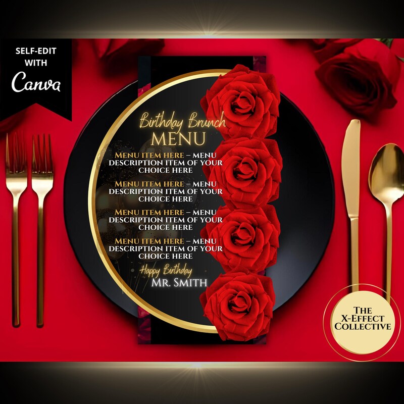 Red Rose Wedding Menu - Etsy
