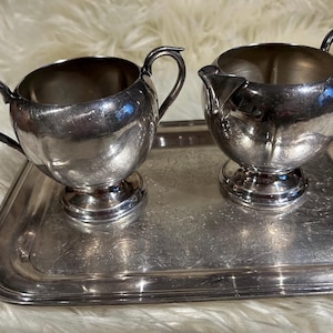 Sheffield Silver 9,5” bricka, socker, gräddkanna