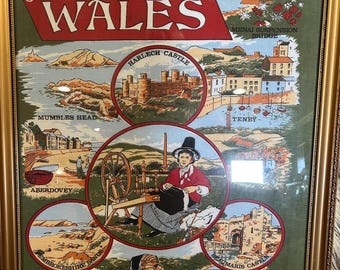 Lámina enmarcada: La maravillosa Gales. Contiene imágenes de muchos lugares emblemáticos.