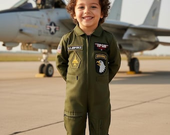 Kids Airforce Pilot Costume, Personalized Flight Suit, Role Play