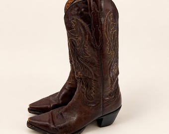 Botas vaqueras Dan Post Maria 3201 para mujer, talla 9.5, color marrón antiguo, de cuero Mignon, estilo western.