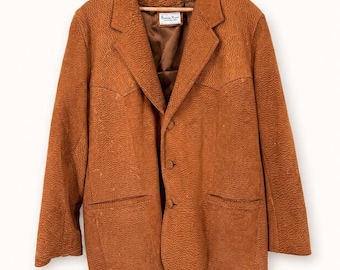 Vintage Bettina Rizzi Mens XL* Leather Brown Textured Distressed Western Jacket