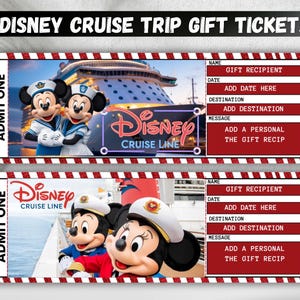 Boleto de regalo para crucero de Disney, boleto sorpresa para vacaciones, boleto de regalo imprimible, boleto para parque temático, descarga digital, plantilla de Canva