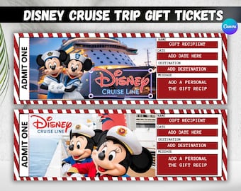 Cadeauticket Disney Cruise Trip, Surprise Vacation Reveal-ticket, afdrukbaar cadeauticket, themaparkticket, digitale download, Canva-sjabloon