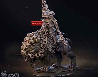 Cast n Play Tiger Rider 3D Stl Miniature - 3D Printer Files - Fantasy Rpg Tabletop Mini - Warrior Rider Stl Pack - 3D Printing Model Stl Fil