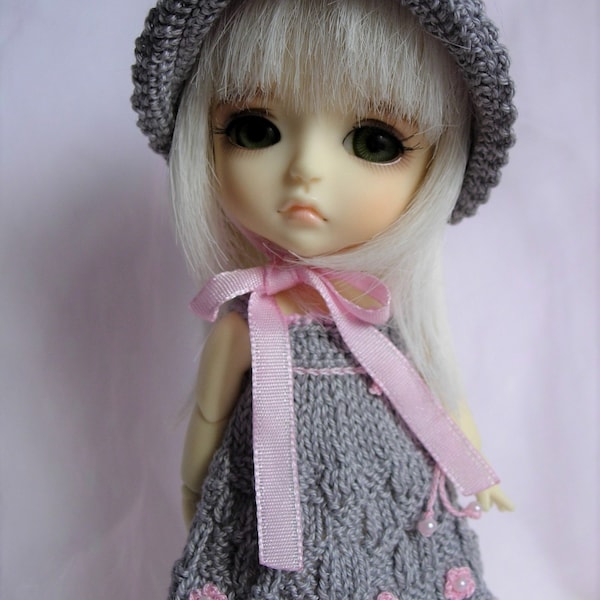 Yellow Lati - Checked  dress and hat for Yellow Lati / Pukifee / BJD 1/8