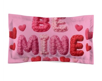 Be Mine knitted letters Pillow Sham | Valentine hearts decor