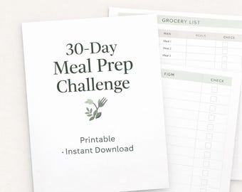 30 Day Meal Prep Challenge Printable  Weekly Planner  Grocery List & Healthy  Food Swaps Instant Download PDF