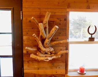 Branch coat tree - Tree sculpture - Rustic hat rack - Wood wall art - Coat rack