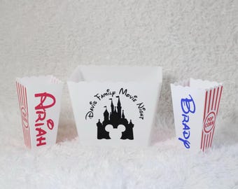 Custom Popcorn Bucket |Disney Family Movie Night | Personalized Popcorn Buckets | Party Favors