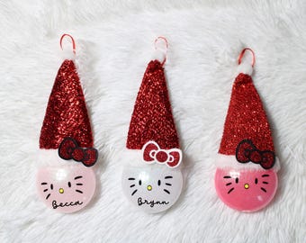 Pink Kitty Ornament | Glitter Christmas Ornament