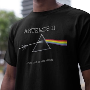 ArtArtemis II Dark Side of the Moon Space Mission Unisex Black Graphic T-Shirt, Artemis II 2026 Rocket Launch Shirt, Future Moon Mission Tee