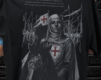 Camiseta del rey Balduino IV en Jerusalén, ropa de arte cristiano, camisetas del Reino de los Cielos, camiseta con citas bíblicas, camiseta de cruzado de la Edad Media, rey leproso